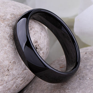 Black Ceramic Men's Wedding Ring - 6mm Width - CER016