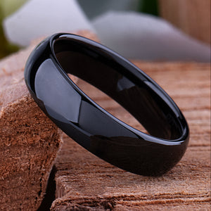 Black Ceramic Men's Wedding Ring - 6mm Width - CER016