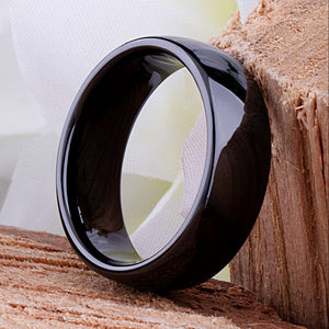 Black Ceramic Mens Wedding Ring - 8mm Width - CER031