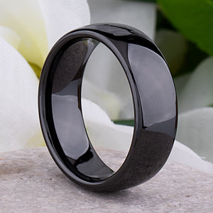 Black Ceramic Mens Wedding Ring - 8mm Width - CER031