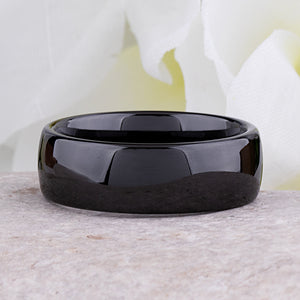 Black Ceramic Mens Wedding Ring - 8mm Width - CER031