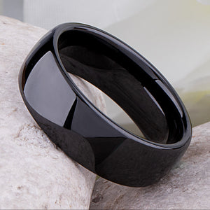 Black Ceramic Mens Wedding Ring - 8mm Width - CER031
