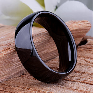 Black Ceramic Mens Wedding Ring - 8mm Width - CER031