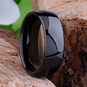 Black Ceramic Mens Wedding Ring - 8mm Width - CER031