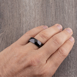 Black Ceramic Mens Wedding Ring - 8mm Width - CER031