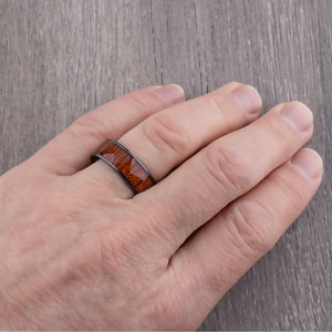 Ceramic Men's Wedding Ring with Koa Wood - 8mm Width - CER081