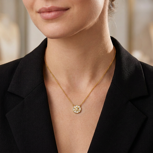 Sterling Silver Yellow Star with Mother of Pearl Pendant Necklace - 16"+2" Extension - NTP316YG