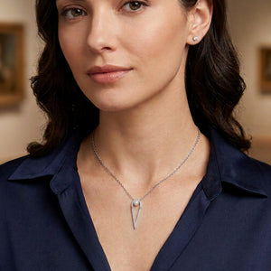 Sterling Silver Pearl Pendant Necklace with Cubic Zirconia - 16"+2" Extension