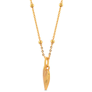 Yellow Gold Sterling Silver Puffed Heart Pendant Necklace - 16"+2" Extension - NTHP015YG