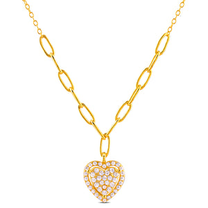 Sterling Silver Yellow Heart Pendant Necklace - 16"+2" Extension - NTHZ016YG