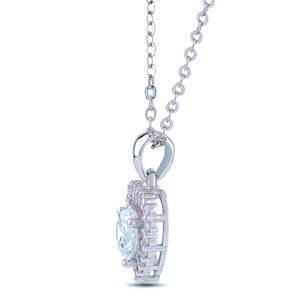 Sterling Silver Heart Pendant Necklace with Cubic Zirconia - 16"+2" Extension - NTHZ019