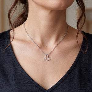 Sterling Silver Dove Necklace with Cubic Zirconia - 16"+2" Extension - NTZ178