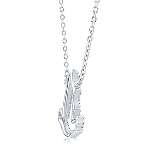 Sterling Silver Dove Necklace with Cubic Zirconia - 16"+2" Extension - NTZ178