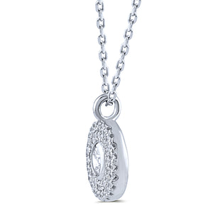 Sterling Silver Shimmering Halo Pendant Necklace with Cubic Zirconia - 16"+2" Extension