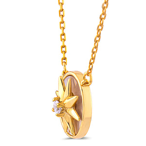 Sterling Silver Yellow Star with Mother of Pearl Pendant Necklace - 16"+2" Extension - NTP316YG