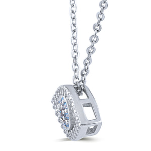 Sterling Silver Evil Eye Pendant Necklace with Cubic Zirconia - 16"+2" Extension - NTZ317