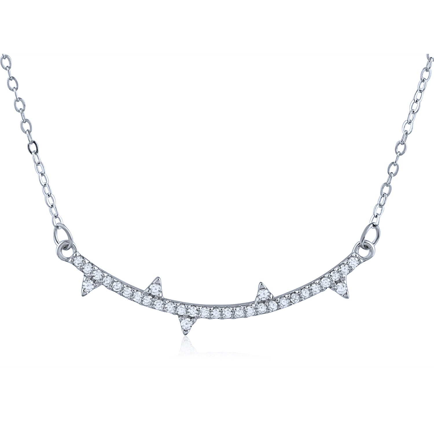 Sterling Silver Sparking Arrow Necklace with Cubic Zirconia - 16"+2" Extension - NTZ325