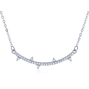 Sterling Silver Sparking Arrow Necklace with Cubic Zirconia - 16"+2" Extension