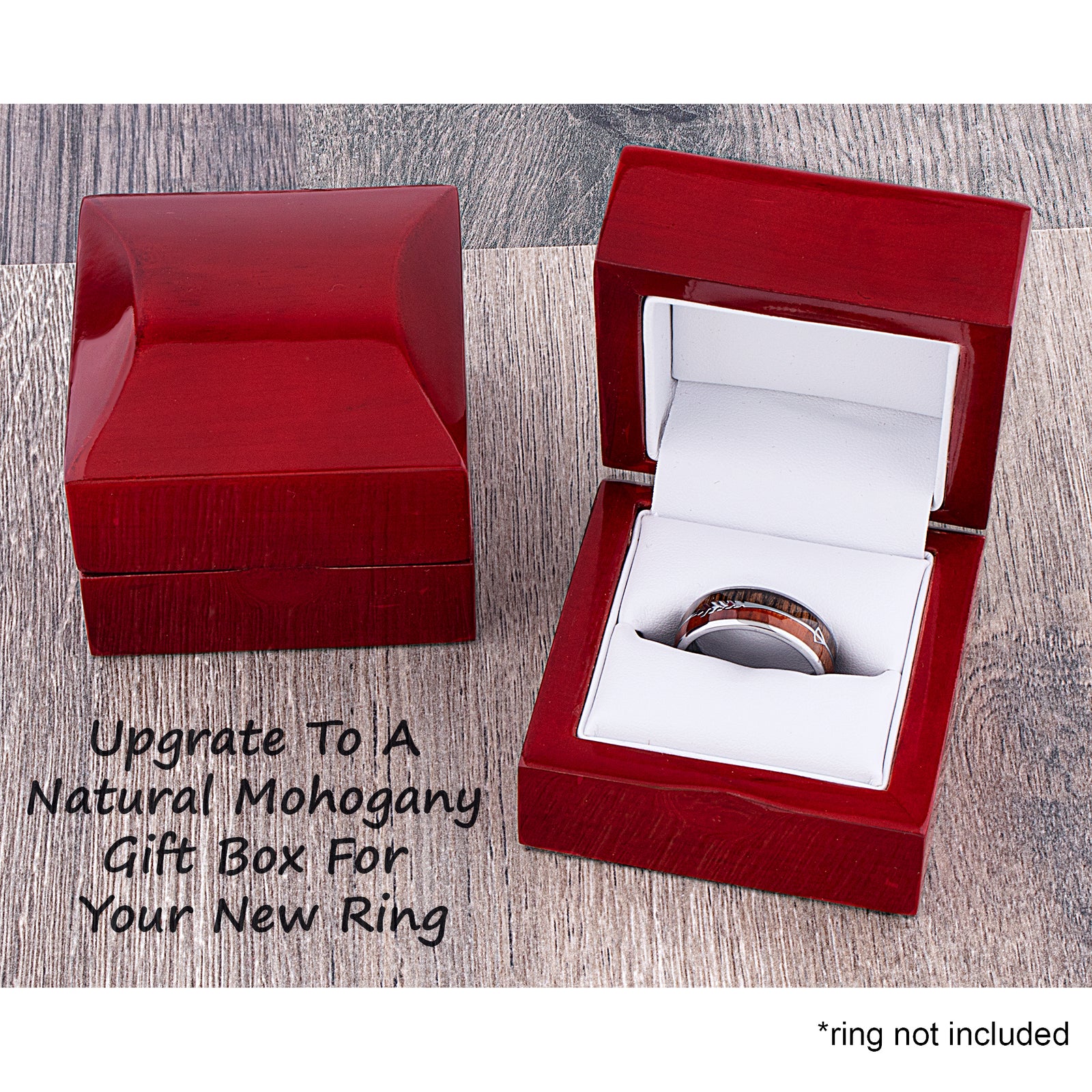 Natural Mahogany Wood Ring Box for Tungsten and Ceramic Rings Upscale Box for Gift Giving