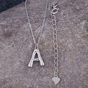 Sterling Silver Initial 'A' Pendant Necklace: Rhodium Plated - 16"+1.5" Extension - PIP001-A