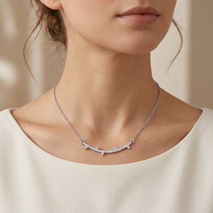 Sterling Silver Sparking Arrow Necklace with Cubic Zirconia - 16"+2" Extension