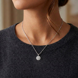 Sterling Silver Shimmering Halo Pendant Necklace with Cubic Zirconia - 16"+2" Extension