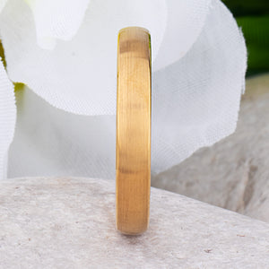 Lightly Brushed Gold Plated Tungsten Ring, 4mm Comfort Fit Band - TCR015