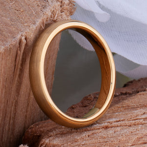 Lightly Brushed Gold Plated Tungsten Ring, 4mm Comfort Fit Band - TCR015