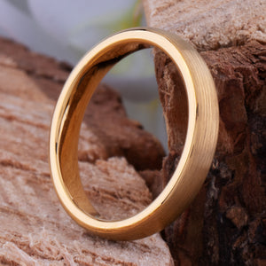 Lightly Brushed Gold Plated Tungsten Ring, 4mm Comfort Fit Band - TCR015