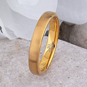 Lightly Brushed Gold Plated Tungsten Ring, 4mm Comfort Fit Band - TCR015
