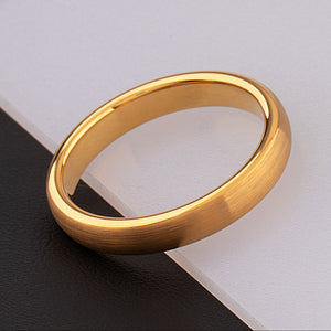 Lightly Brushed Gold Plated Tungsten Ring, 4mm Comfort Fit Band - TCR015