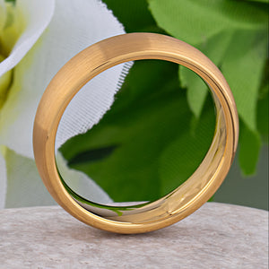 Yellow Gold Tungsten Ring with Brushed Surface - 6mm Width - TCR016