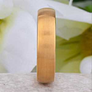 Yellow Gold Tungsten Ring with Brushed Surface - 6mm Width - TCR016