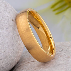 Yellow Gold Tungsten Ring with Brushed Surface - 6mm Width - TCR016
