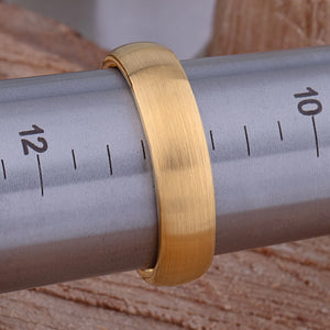 Yellow Gold Tungsten Ring with Brushed Surface - 6mm Width - TCR016