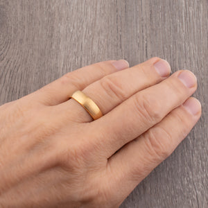 Yellow Gold Tungsten Ring with Brushed Surface - 6mm Width - TCR016