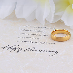 Yellow Gold Tungsten Ring with Brushed Surface - 6mm Width - TCR016