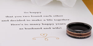 Whiskey Barrel and Meteorite Ring: Black Tungsten Wedding Band - 8mm - TCR018