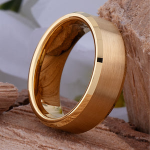Yellow Gold Tungsten Ring with Brushed Surface - 8mm Width - TCR022