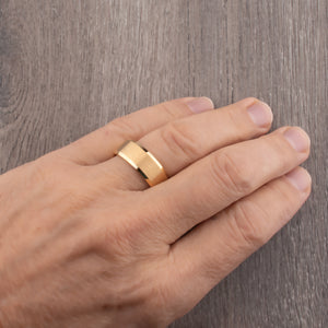 Yellow Gold Tungsten Ring with Brushed Surface - 8mm Width - TCR022