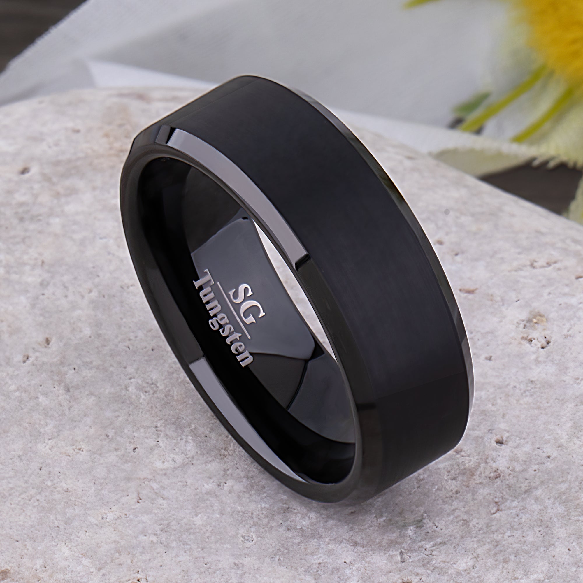Black Tungsten Rings Black Band Rings For Him Black Tungsten Men's