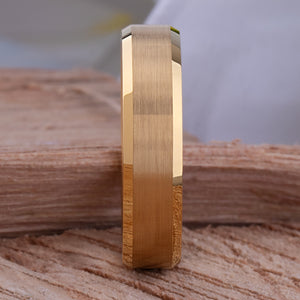 Yellow Gold Tungsten Ring with Brushed Surface - 6mm Width - TCR032