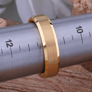 Yellow Gold Tungsten Ring with Brushed Surface - 6mm Width - TCR032