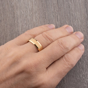 Yellow Gold Tungsten Ring with Brushed Surface - 6mm Width - TCR032