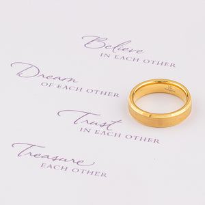 Yellow Gold Tungsten Ring with Brushed Surface - 6mm Width - TCR032