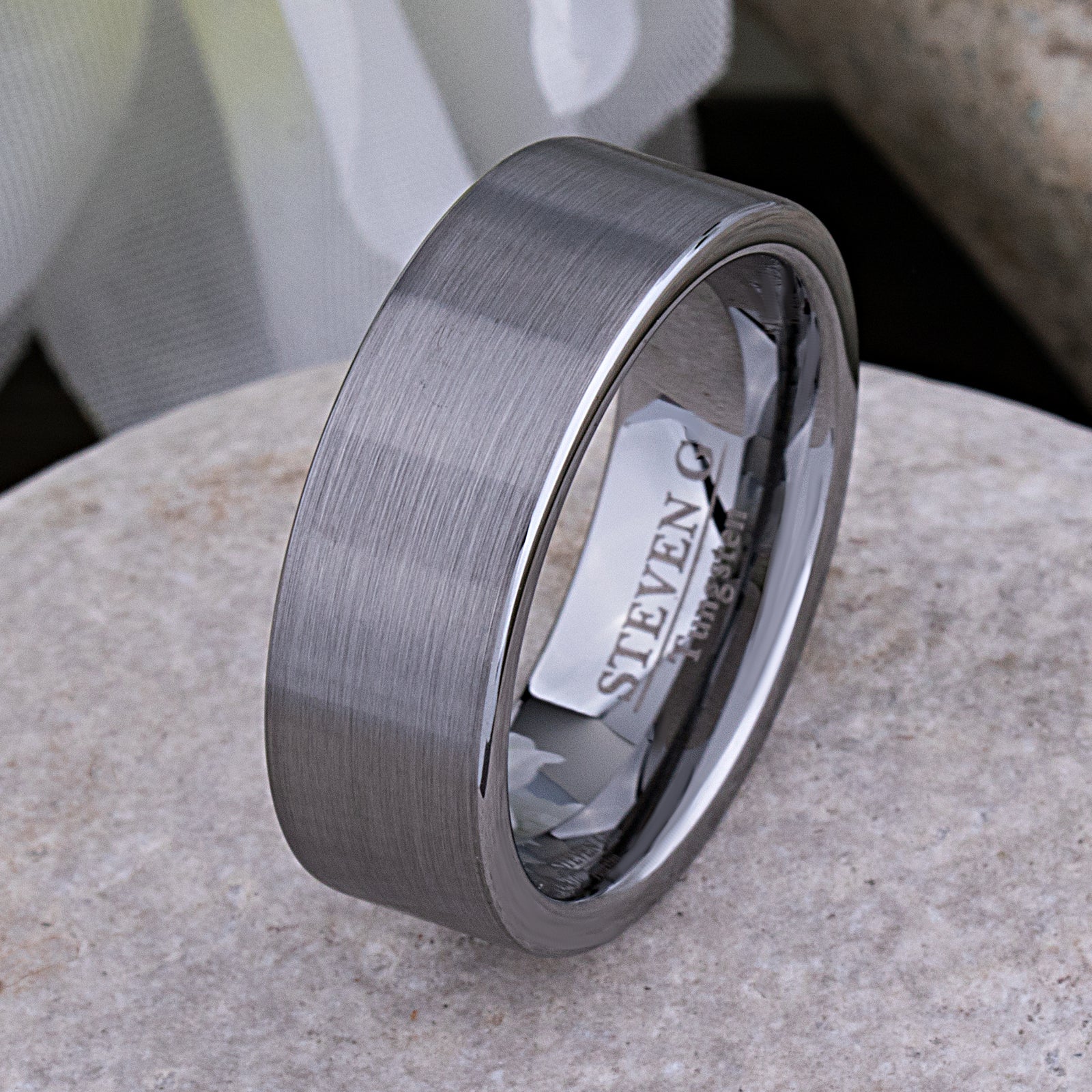 Men's Tungsten Wedding Ring - 8mm Width - TCR052