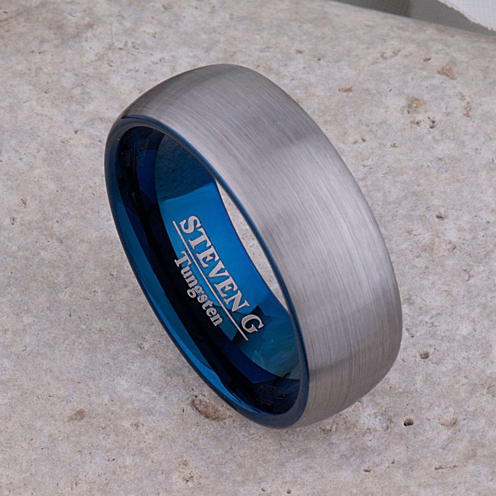 Tungsten Ring with Blue Plating 8mm - unique blue men’s wedding or engagement band or anniversary ring