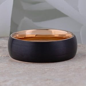 Black and Rose Gold Tungsten Ring - 8mm Width - TCR073