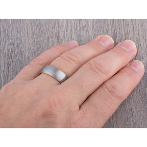 Tungsten Ring with Yellow Gold - 8mm Width - TCR104