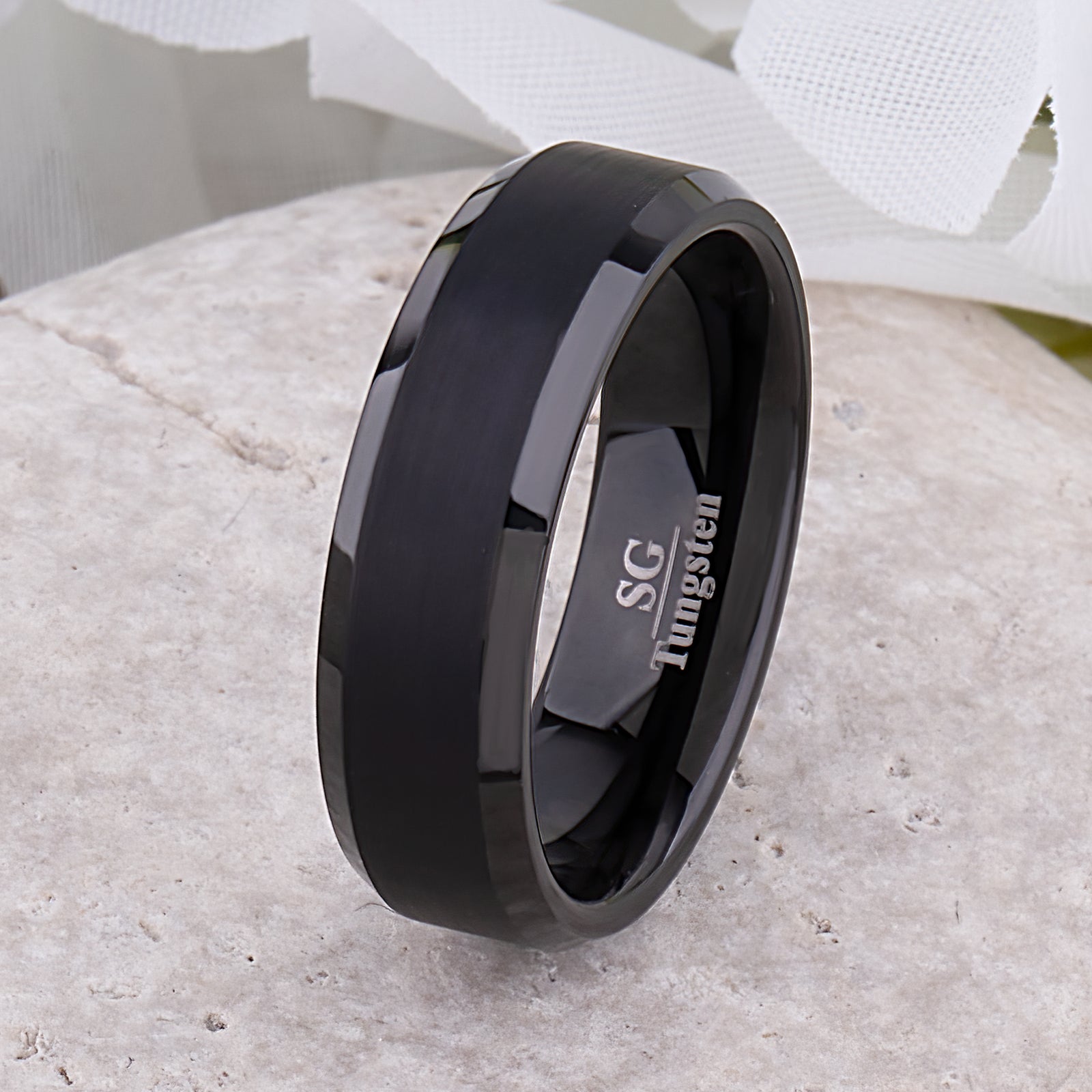 Men's or Women's Black Tungsten Band - 7mm Width